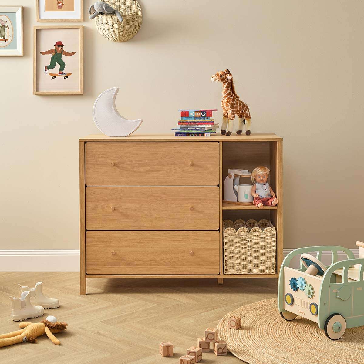 Ollie Change Table With Removable Top - Natural