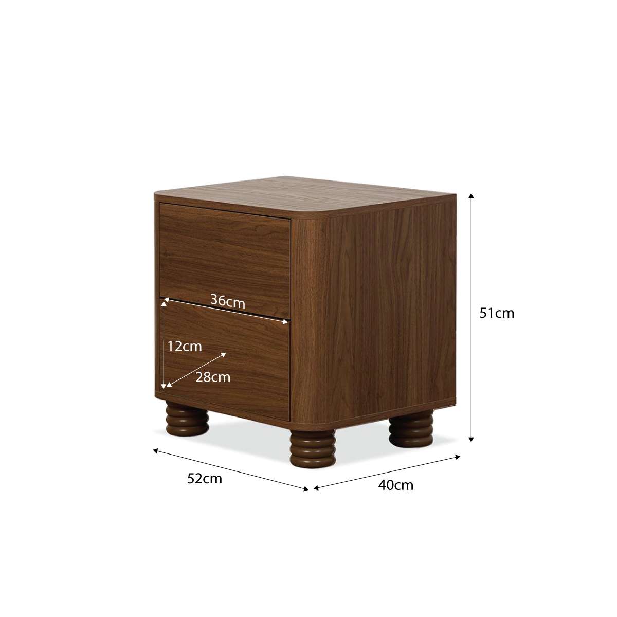 Ziggy Bedside Table - Walnut