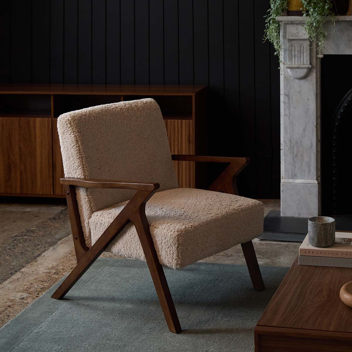Ray Teddy Occasional Chair - Beige/Walnut
