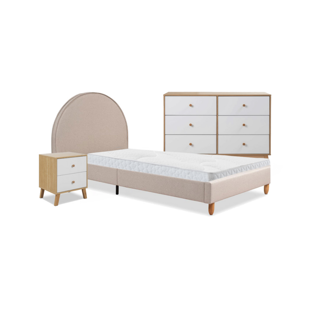 Imogen Natural Single Four Piece Bedroom Set